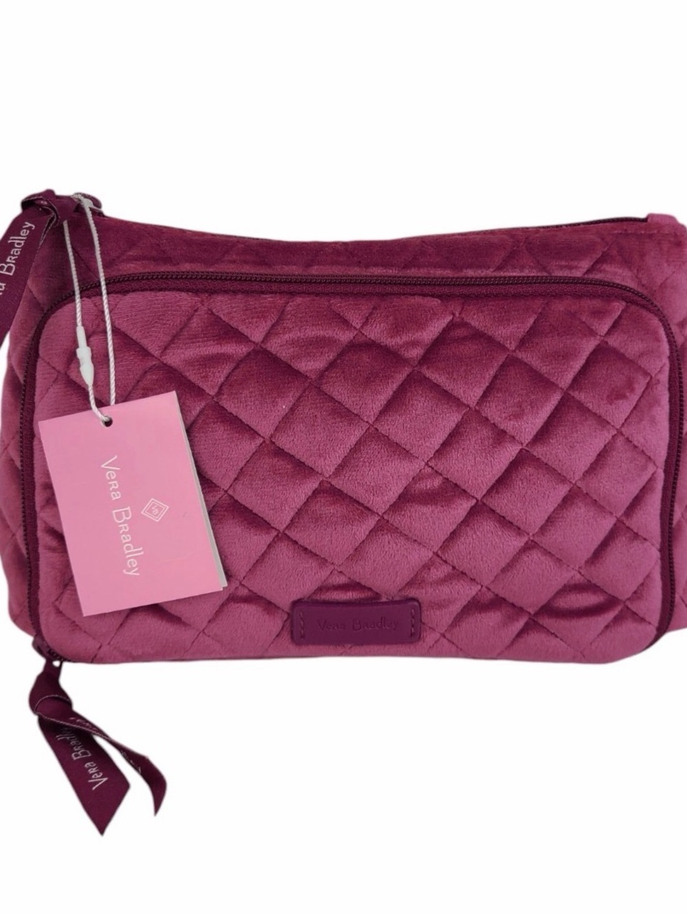 VERA BRADLEY compact organizer in MAJESTIC MAGENTA, quilted velvet NWT